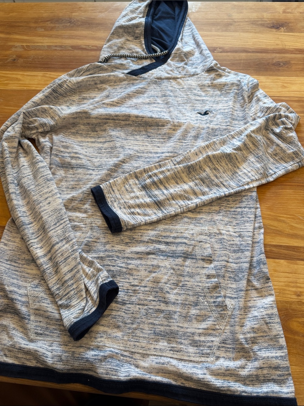 Hollister Heathered Hoodie with Navy Trim